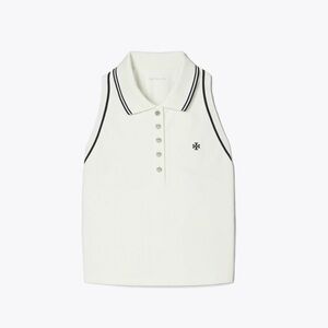 Tory Burch White Sleeveless Polo Shirt
